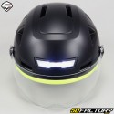 Capacete de ciclismo com luzes e viseira Vito E-Light preto e amarelo fosco fluorescente