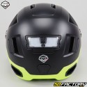 Capacete de ciclismo com luzes e viseira Vito E-Light preto e amarelo fosco fluorescente