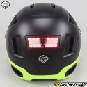 Cycling helmet with lights and visor Vito E-Light black and matt fluorescent yellow