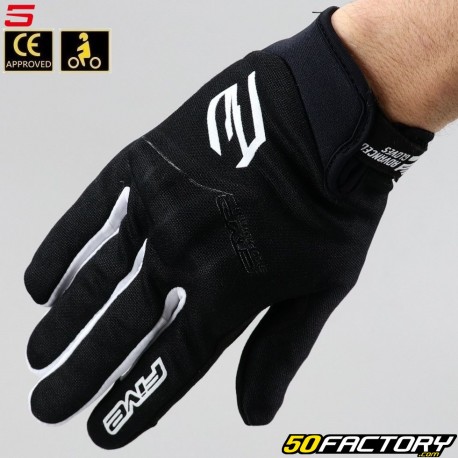 Guantes de calle Five Globe Evo CE aprobado en blanco y negro