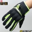 Gants street Five RS3 homologués CE noirs et jaunes fluo