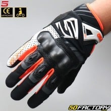 Guantes de calle Five  RS-C CE aprobado negro, blanco y naranja fluorescente