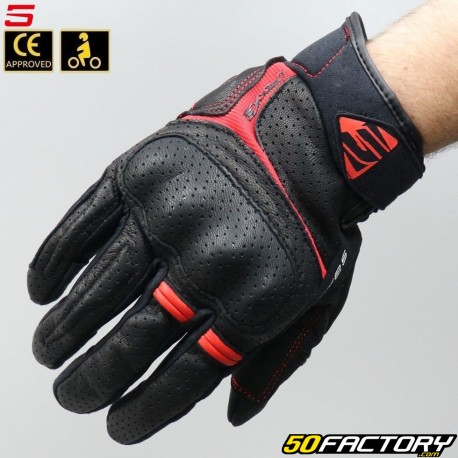 Guantes de calle Five RS2 CE aprobado negro y rojo