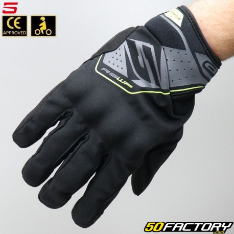 Gants street Five RS WP homologués CE noirs et jaunes fluo