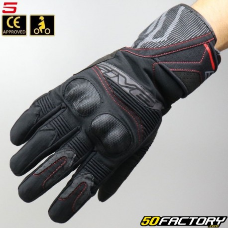 Gants hiver Five WFX2 WP homologués CE noirs et rouges