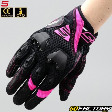 Women&#39;s gloves Five Stunt Evo Airflow CE approved black and pink