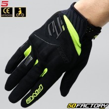 Street gloves Five RS3 Evo CE approved motorcycle black and fluorescent yellow