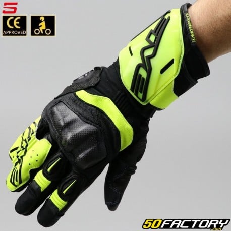 Guantes racing Five  RFX WP aprobado negro y amarillo fluorescente CE