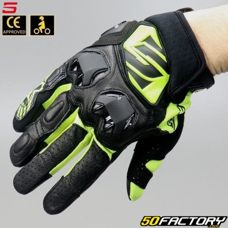 Guanti da strada Five SF3 Nero approvato CE e giallo fluorescente