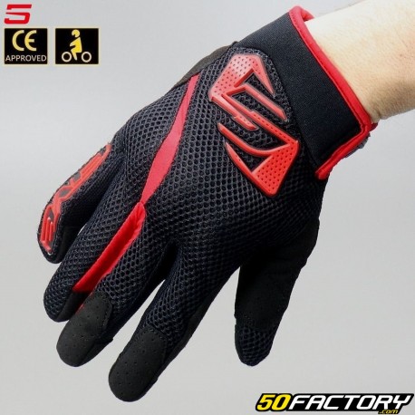 Street gloves Five RS5 Air CE approved black and red