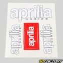 Stickers Aprilia Racing 14x12 cm blancs et rouges (planche)