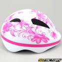 White and pink children&#39;s bicycle helmet