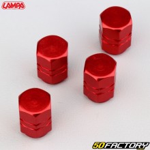 Bouchons de valves hexagonaux Lampa Sport-Cap rouges (lot de 4)