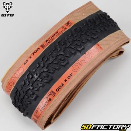 700x40C (40-622) Cubierta de bicicleta plegable WTB Nano TLR Brown Sidewall