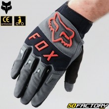 Gants cross Fox Racing Dirtpaw homologués CE moto gris et rouges