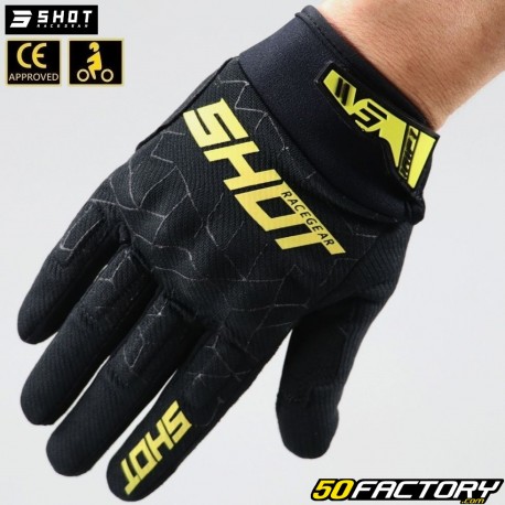 Gloves cross Shot Drift Spider CE homologated motorcycle yellow and black