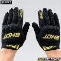 Gants cross Shot Drift Spider homologués CE moto jaunes et noires