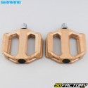 Pedais planos de alumínio para bicicleta Shimano PD-EF202 ouro 110x102 mm