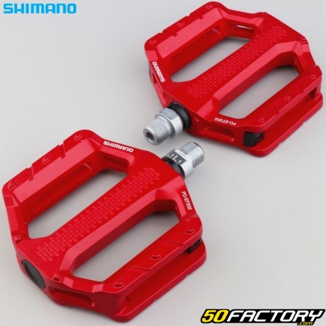 Pedales planos Shimano PD-EF202 red alu para bicicletas 110x102 mm