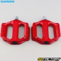 Pédales plates alu pour vélo Shimano PD-EF202 rouges 110x102 mm
