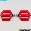 Pédales plates alu pour vélo Shimano PD-EF202 rouges 110x102 mm