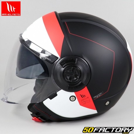 Capacete de jato MT Helmets Viale SV 68 Unit A5 preto, vermelho e branco fosco
