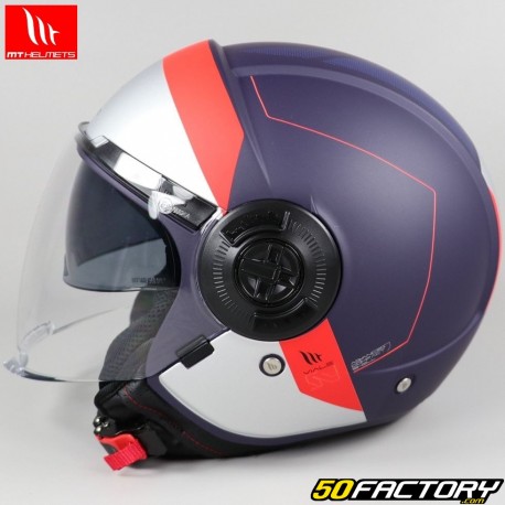Jet helmet MT Helmets Viathe SV 68 Unit 7 matte blue, gray and red