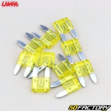 Mini flat fuses 20A yellow Lampa (batch of 10)