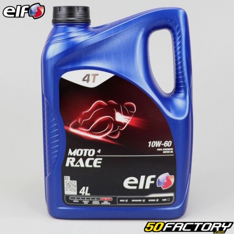Huile moteur 4T 10W60 ELF Moto 4 Race 100% synthèse 4L