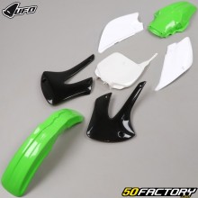 Kawasaki KX XNUMX kit de plástico (XNUMX - XNUMX) UFO  branco, verde e preto