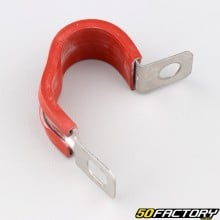 Collier de fixation articulé pour durite ou câble Ø22 mm rouge