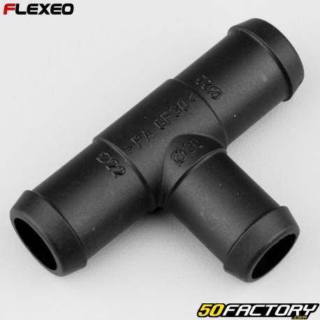 Raccord de durites en T Ø22-22-20 mm Flexeo noir