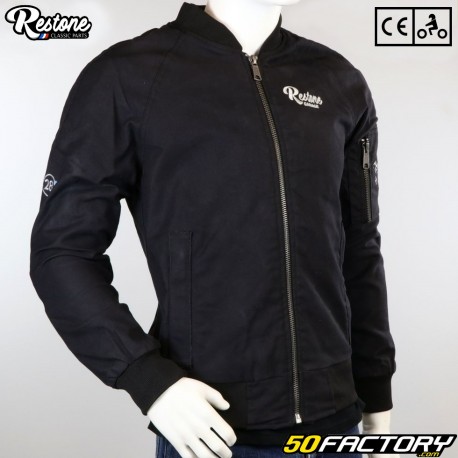 Veste Bomber Restone Mechanic homologuée CE moto noire