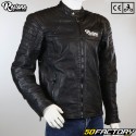 Chaqueta de cuero Restone Agotadasrider Moto homologada CE negra