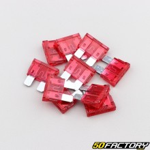 Red standard 10A flat fuses (box of 10)