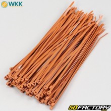 Colares de plástico (rilsan) 3.6x200 mm WKK castanhas (100 peças)