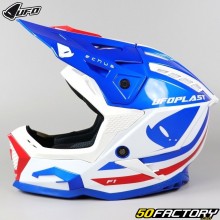 Casque cross UFO Echus bleu, blanc, rouge