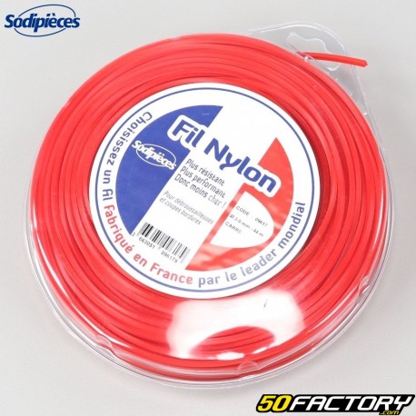 Hilo desbrozadora ø3 mm nylon cuadrado Sodipieces rojo (bobina de 44 m)
