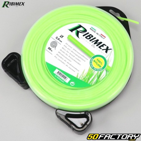 Green Ribimex nylon Ã˜3 mm square brushcutter line (50 m spool)