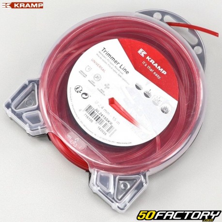 Hilo para desbrozadora cuadrado de 2.4 mm Kramp nylon rojo (bobina de 15 m)