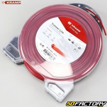 Hilo desbrozadora Ø3 mm cuadrado Kramp nylon rojo (bobina de 44 m)