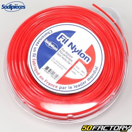 Hilo desbrozadora ø2.4 mm nylon cuadrado Sodipieces rojo (bobina de 69 m)