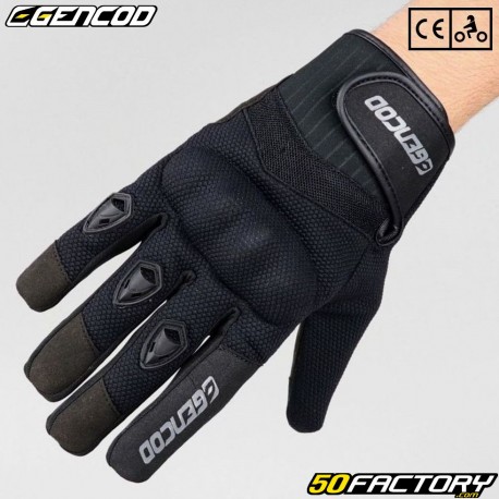 Guantes de calle Gencod Pro  Motocicleta negra aprobada por CE