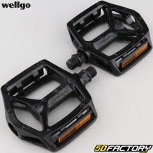 Pédales plates alu pour vélo Wellgo noires 125x105 mm