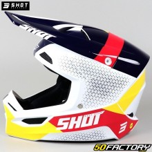 Casco cross Shot Race Ridge blu, bianca, rossa e gialla