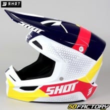 Casco cross bambino Shot Race Ridge blu, bianco, rosso e giallo