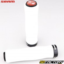 Pre-formed white and black Sram Lock-On bike grips