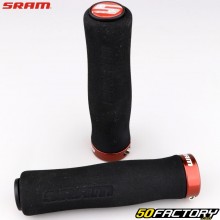 Pre-formed black and red Sram Lock-On bike grips