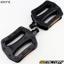 Gray&#39;s flat plastic bicycle pedals black 106x77 mm