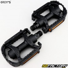 Gray&#39;s flat plastic bicycle pedals black 98x73 mm